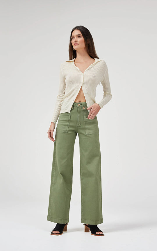 Willow Wide Leg  Jeans - Natural Olive