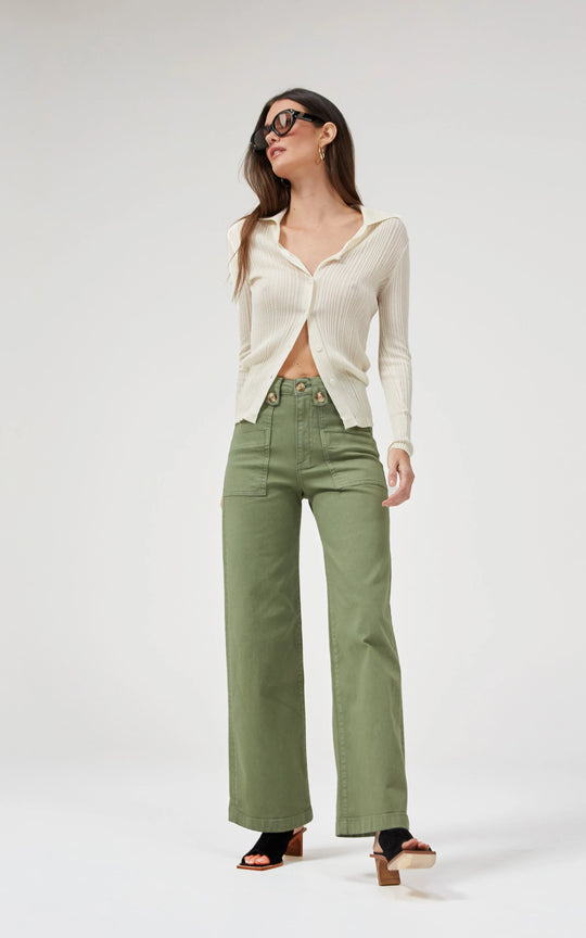 Willow Wide Leg  Jeans - Natural Olive